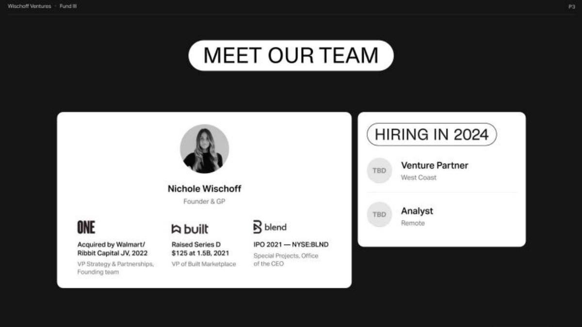 Wischoff Ventures Fund III pitch deck slide 3 of 24