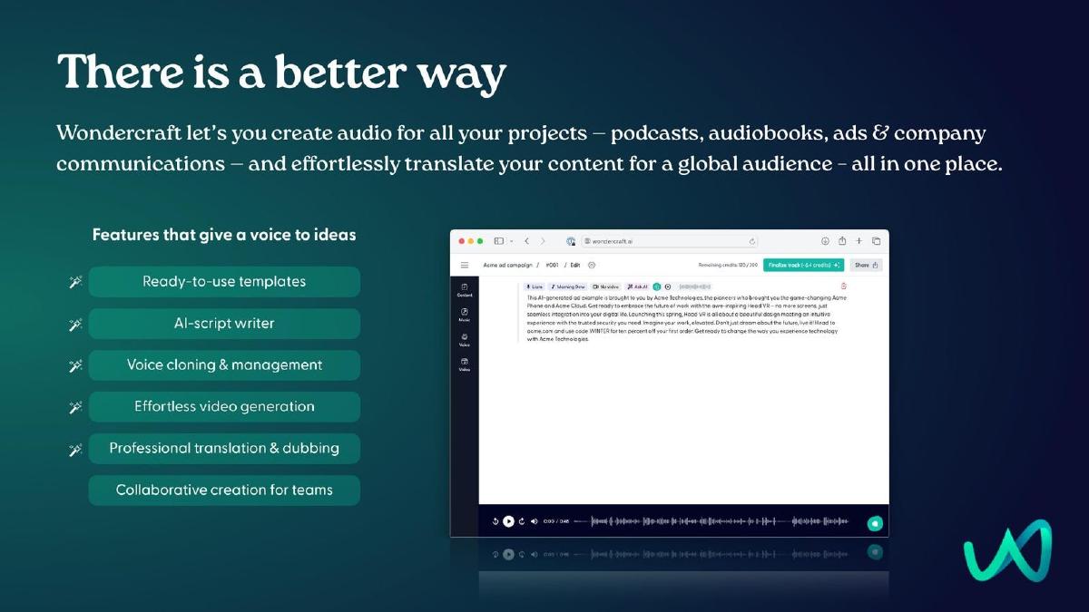 Wondercraft pitch deck slide 4 of 9