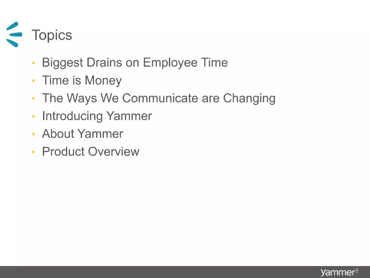 Yammer pitch deck slide 3 of 31
