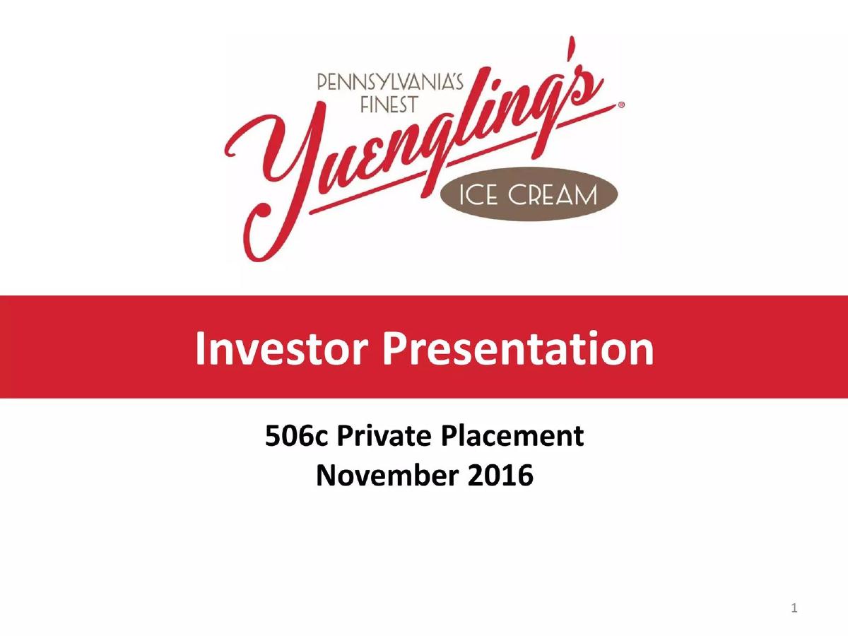 Yuengling's Ice Cream Corp pitch deck slide 1 of 21