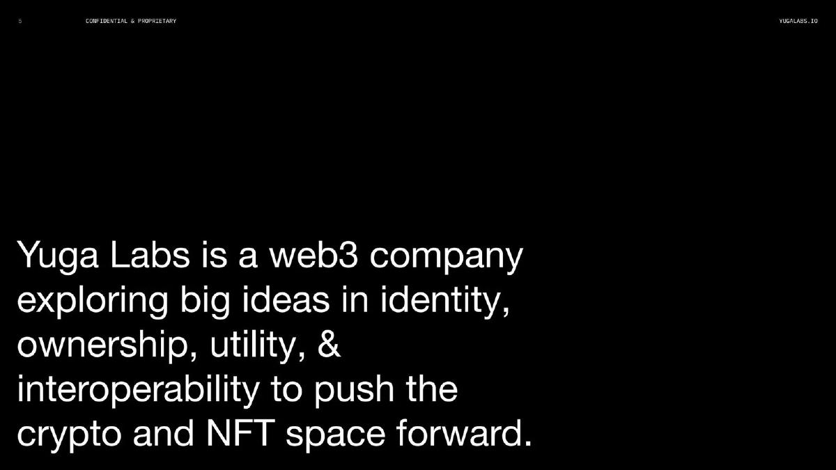 Yuga Labs pitch deck slide 5 of 90