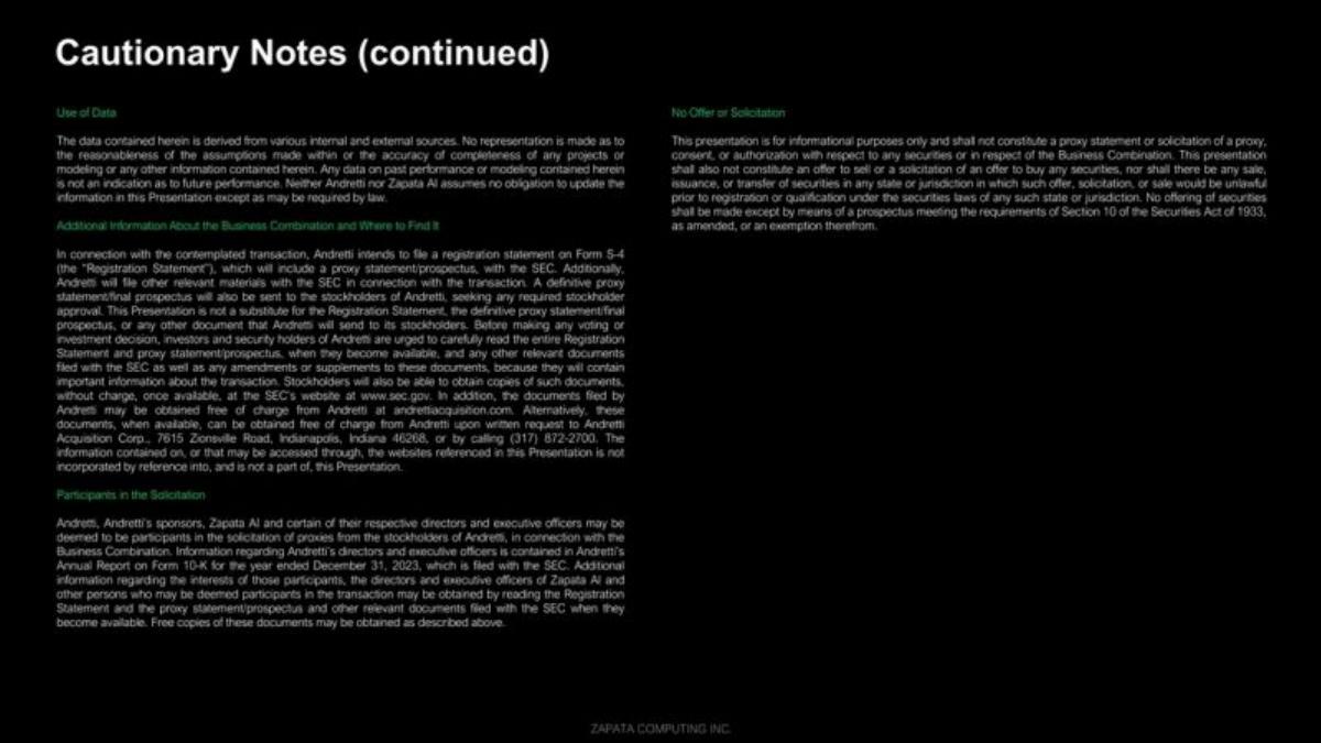 Zapata AI SPAC pitch deck slide 3 of 28