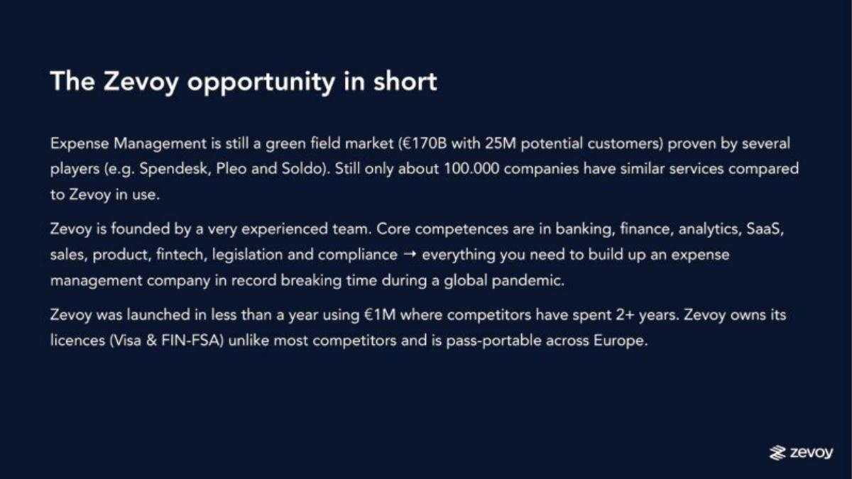 Zevoy pitch deck slide 2 of 11