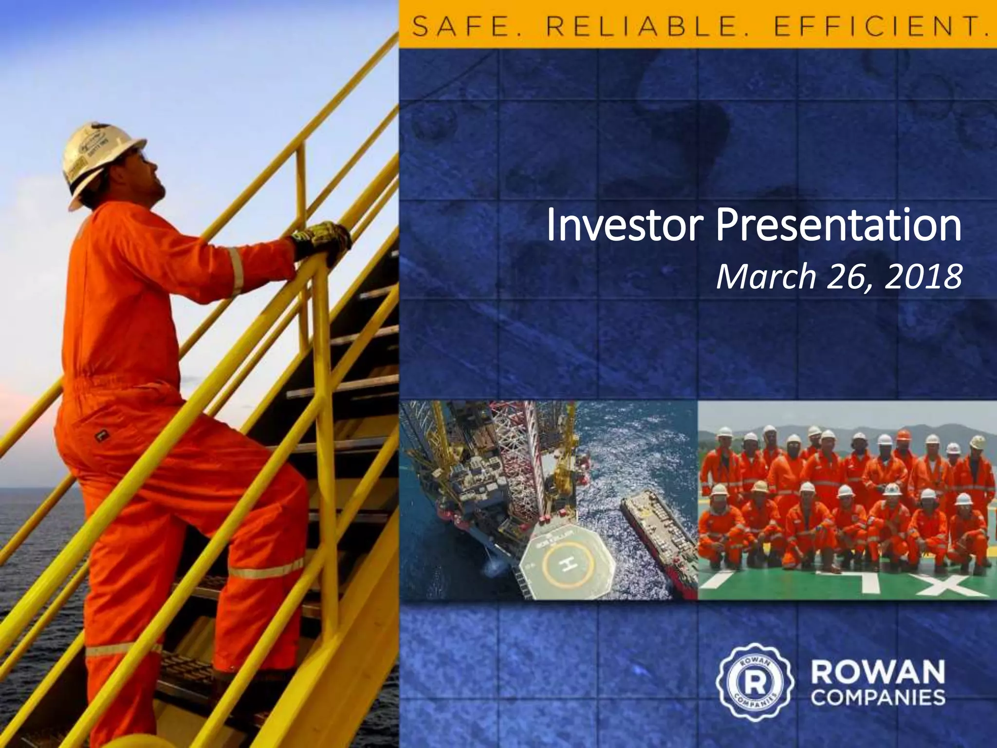 Cover slide of the Rowan Companies (RDC) pitch deck — 2018