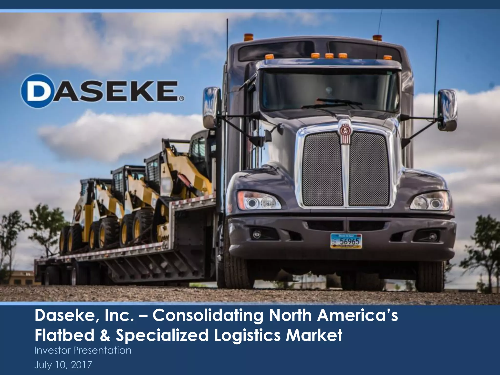 Cover slide of the Daseke, Inc. pitch deck — 2017