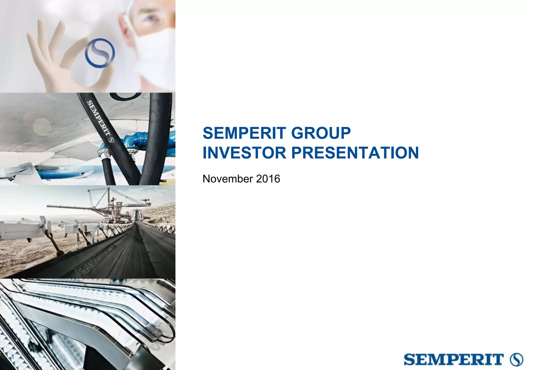 Cover slide of the Semperit Group pitch deck — 2016