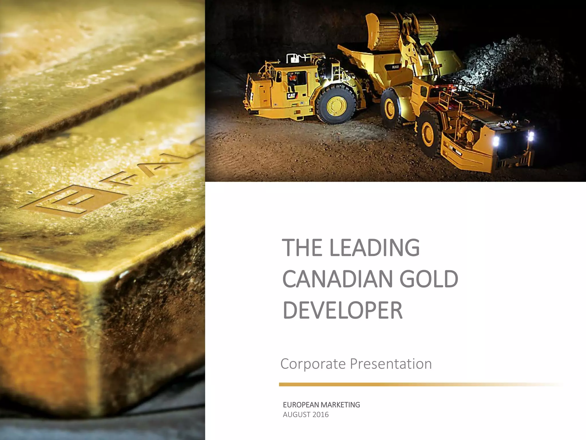 Cover slide of the Falco Resources pitch deck — Public (TSXV: FPC) 2016