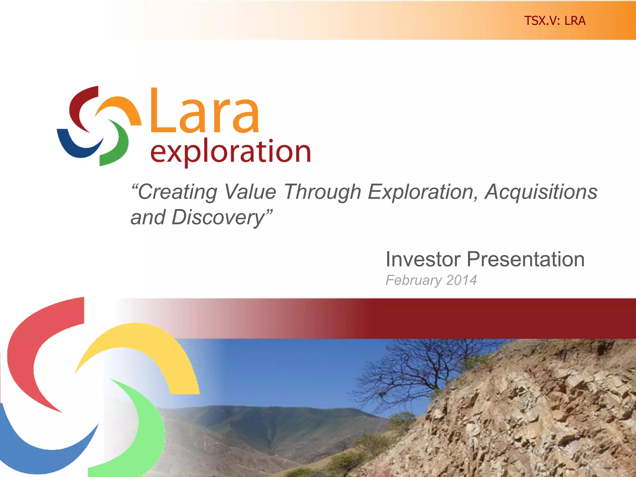 Cover slide of the Lara Exploration Pitch Deck Teardown pitch deck