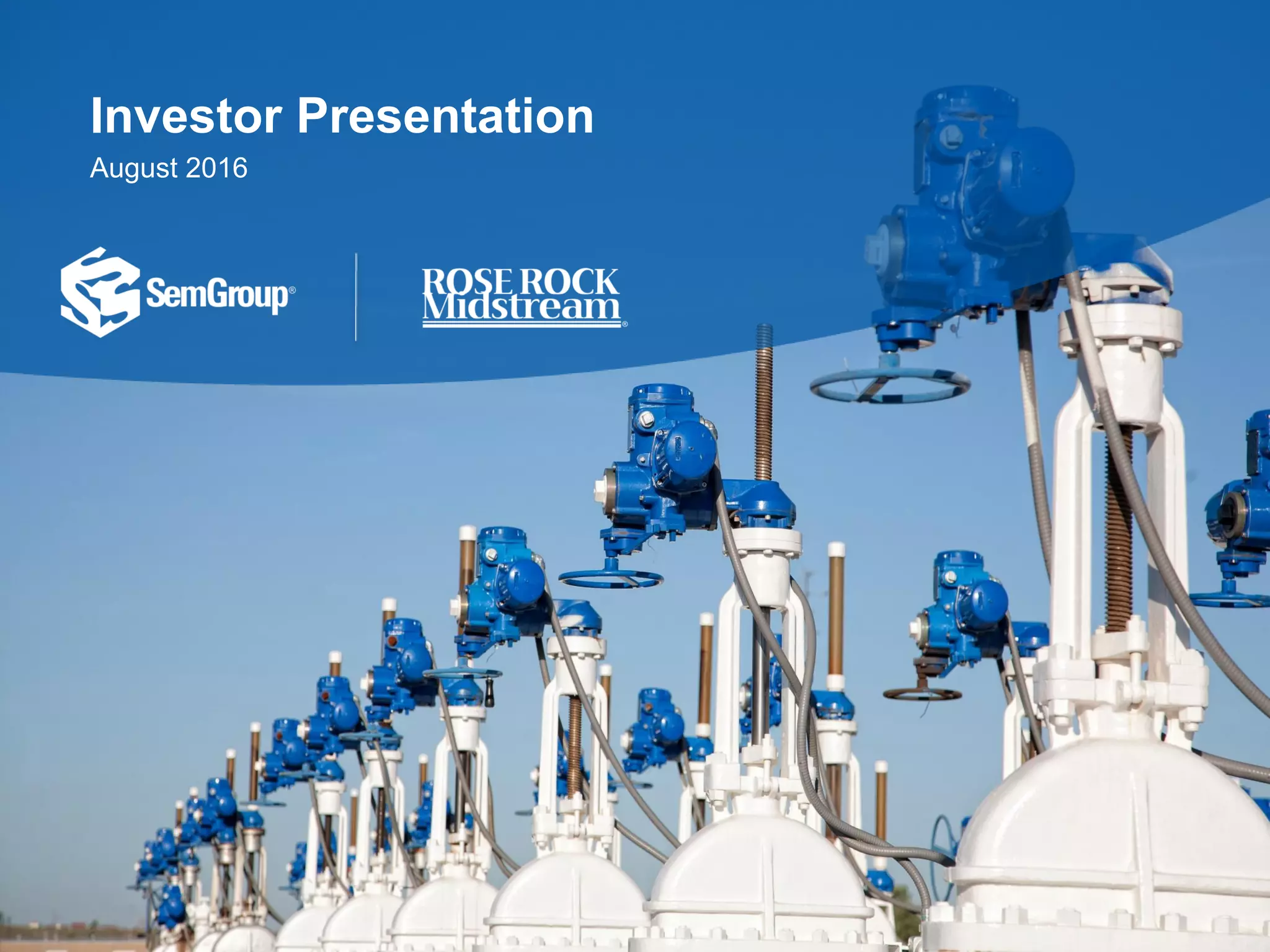 Cover slide of the SemGroup & Rose Rock Midstream pitch deck — Public / Late Stage 2016