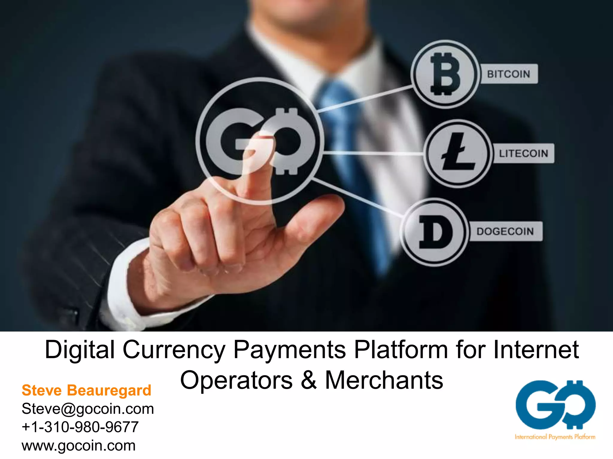 Cover slide of the GoCoin pitch deck — Bridge (Post-Series A) 2014