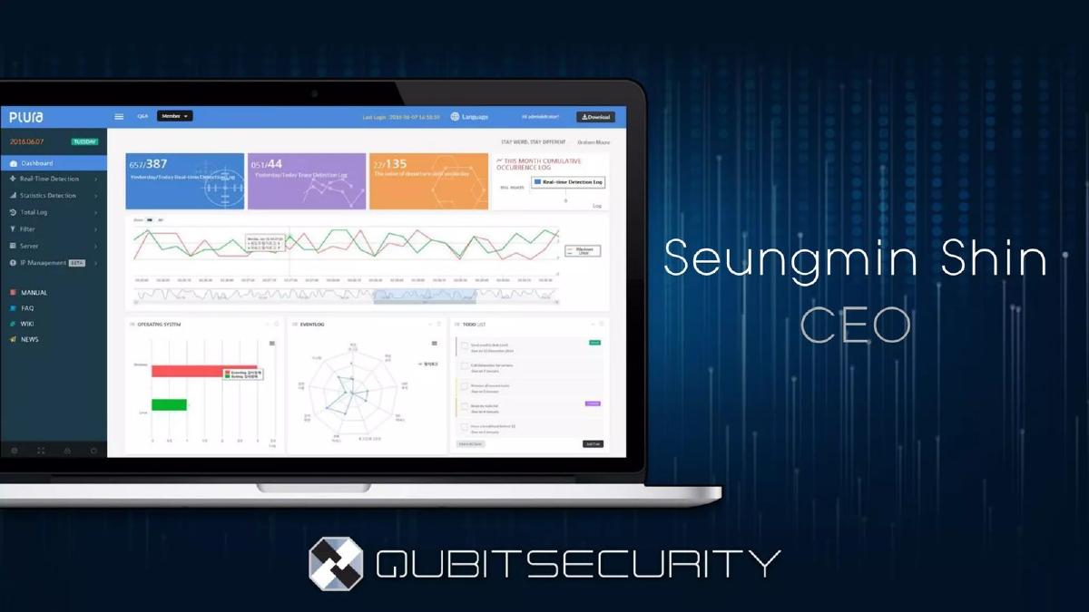 Cover slide of the Qubit Security pitch deck — Series A 2017