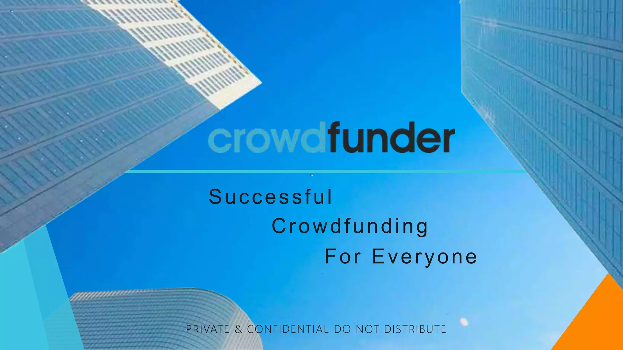 Cover slide of the Crowdfunder pitch deck — 2019