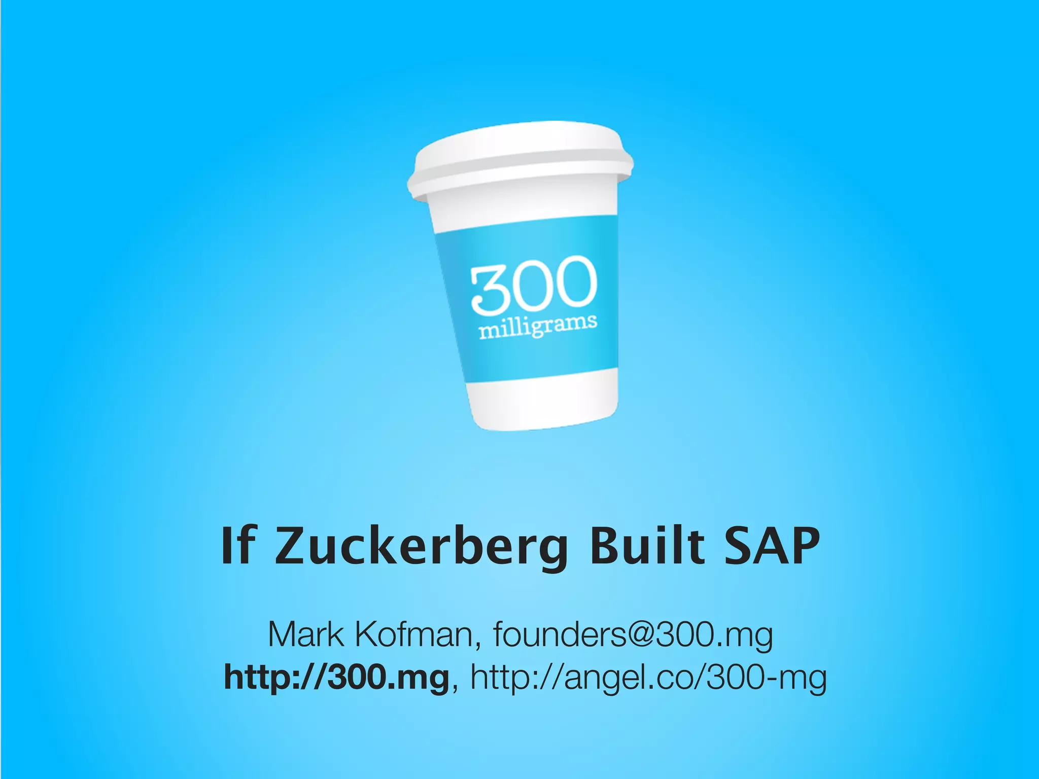 Cover slide of the 300 Milligrams pitch deck — Seed / Demo Day