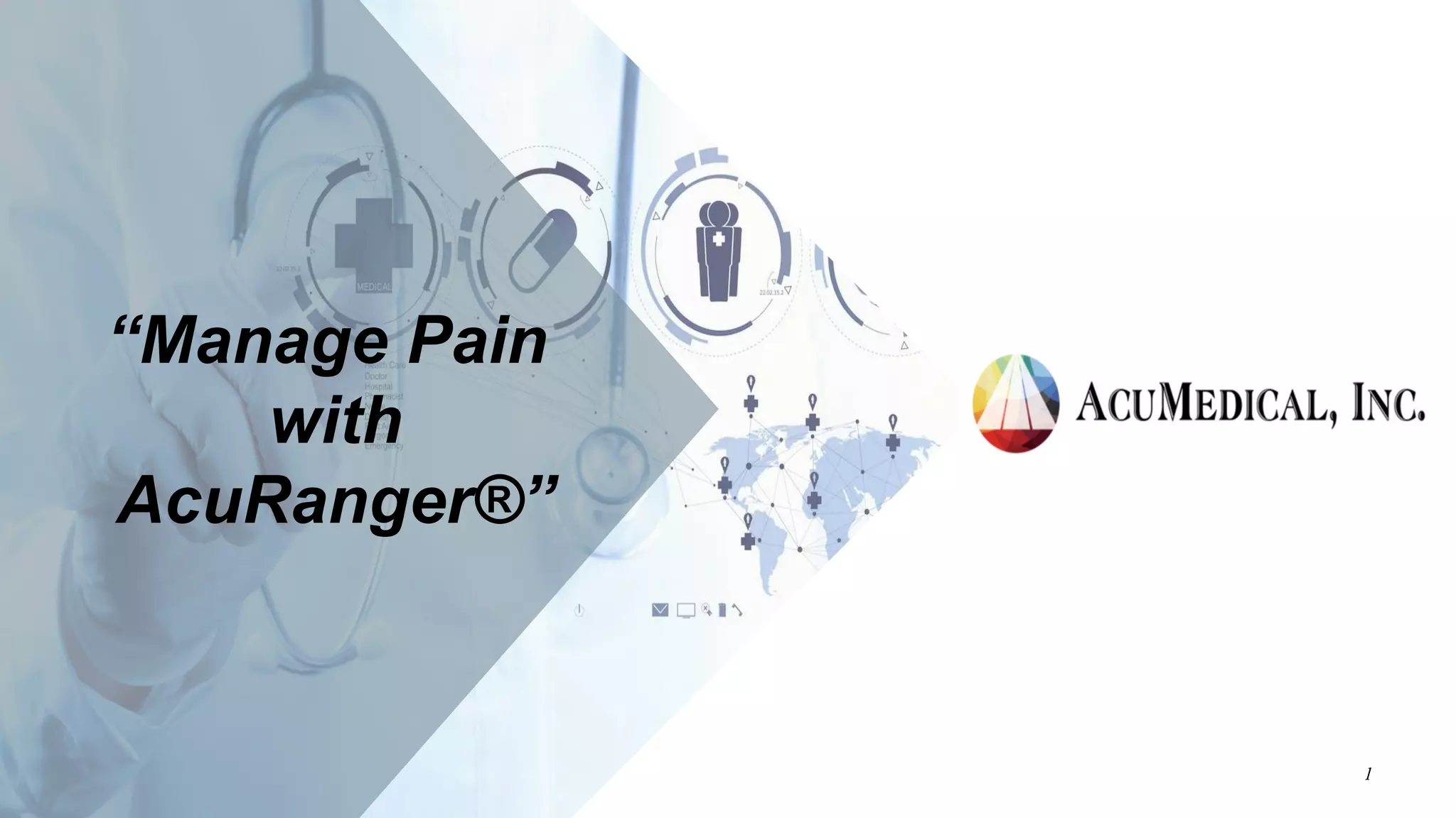 Cover slide of the AcuMedical Inc. pitch deck — Seed/Early Stage 2017