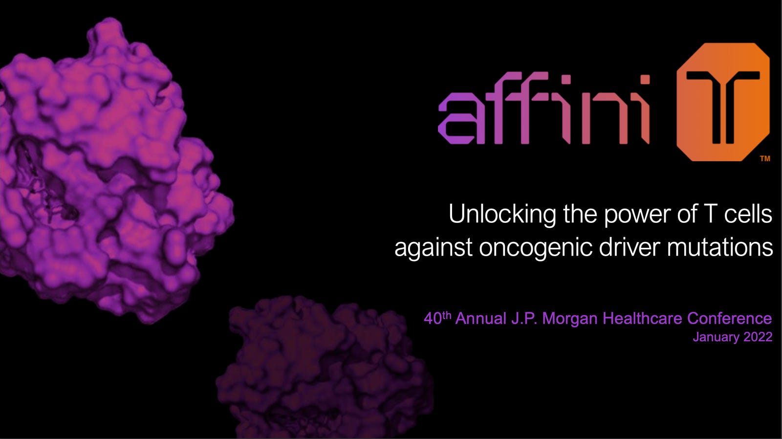 Cover slide of the Affini-T Therapeutics pitch deck — Series B 2022