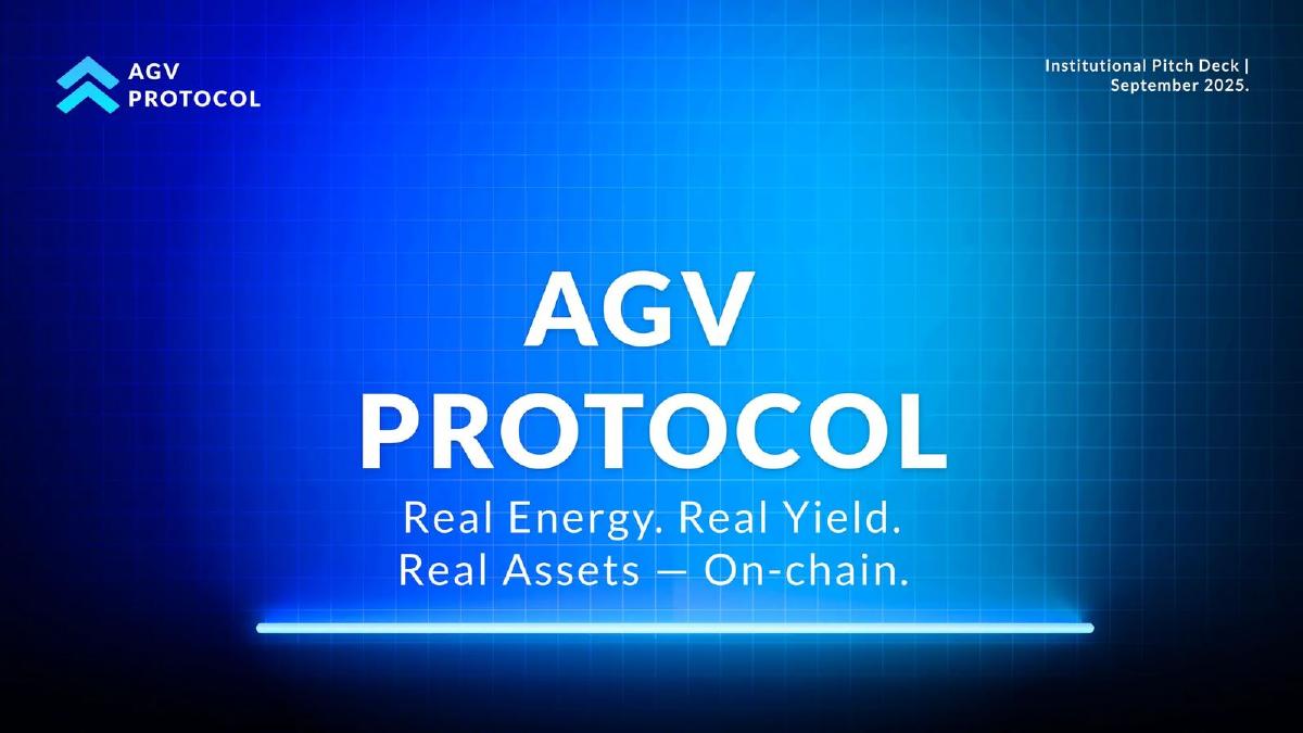 Cover slide of the AGV Protocol Pitch Deck Teardown pitch deck