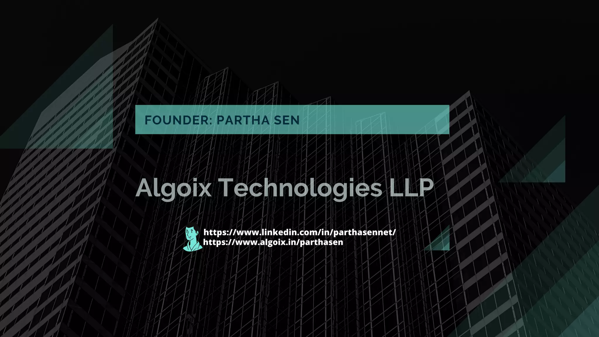Cover slide of the Algoix Technologies LLP pitch deck — Pre-Seed / Concept