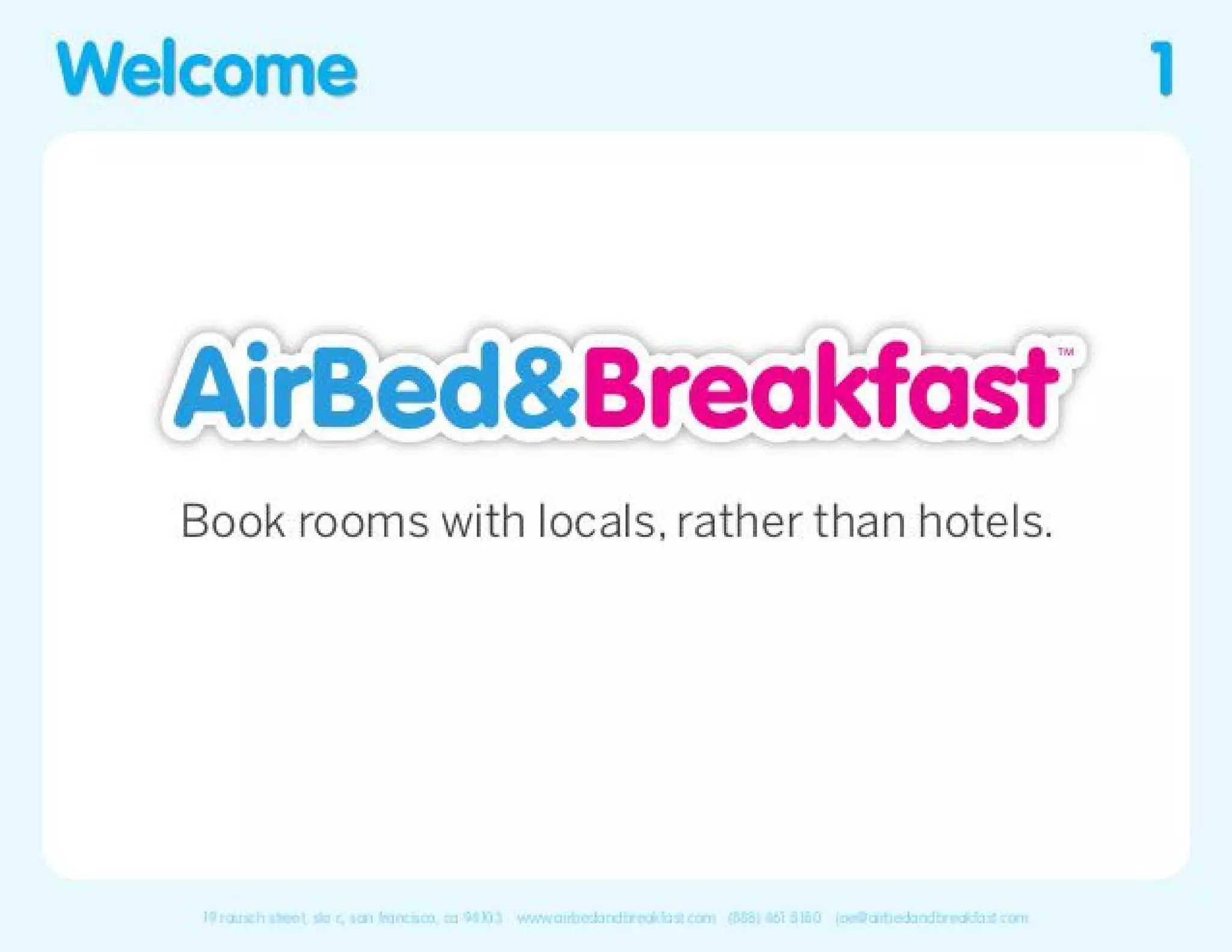 Cover slide of the AirBed&Breakfast (Airbnb) pitch deck — Seed 2009