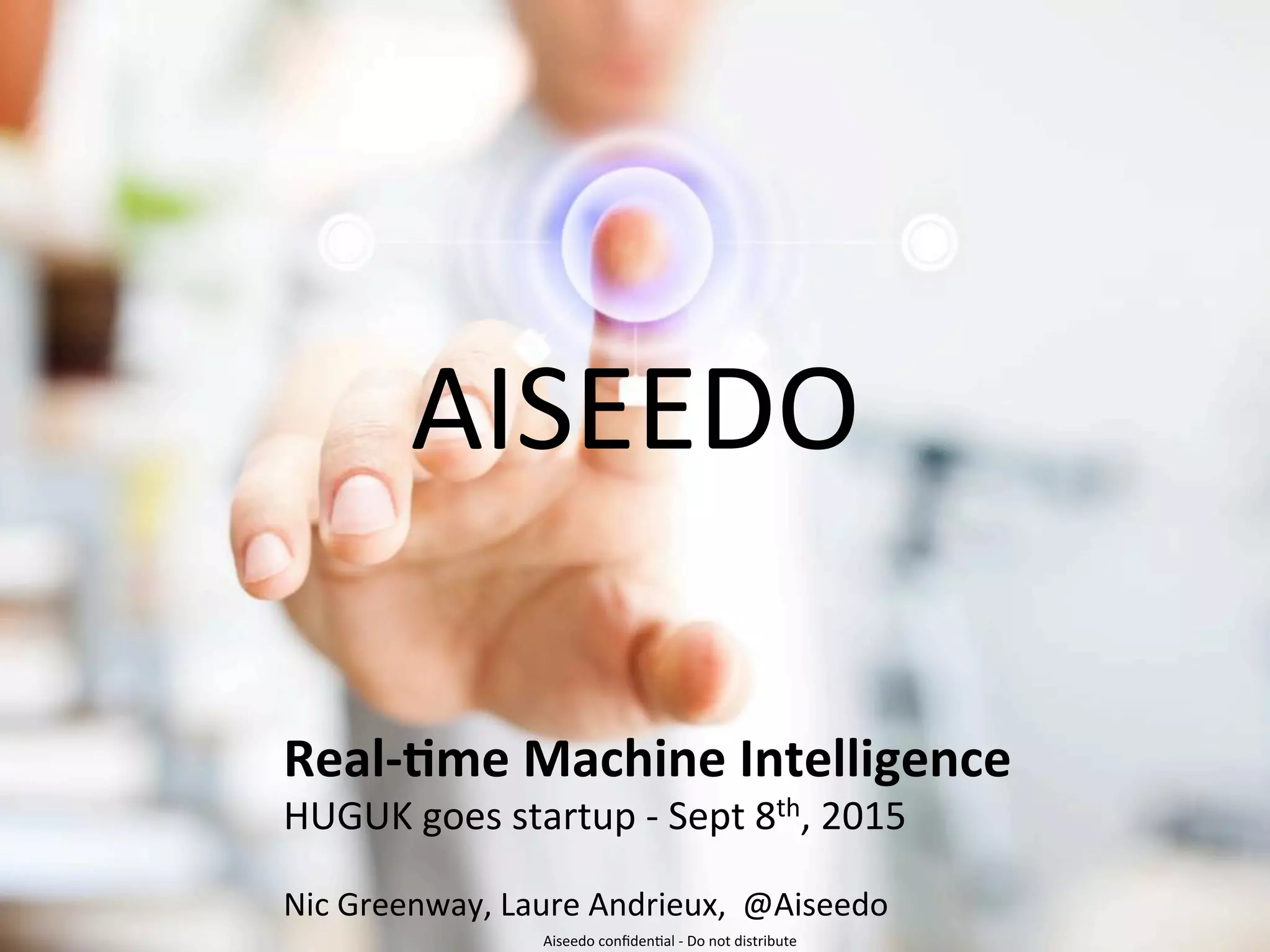 Cover slide of the Aiseedo pitch deck — Early Stage / Startup 2015
