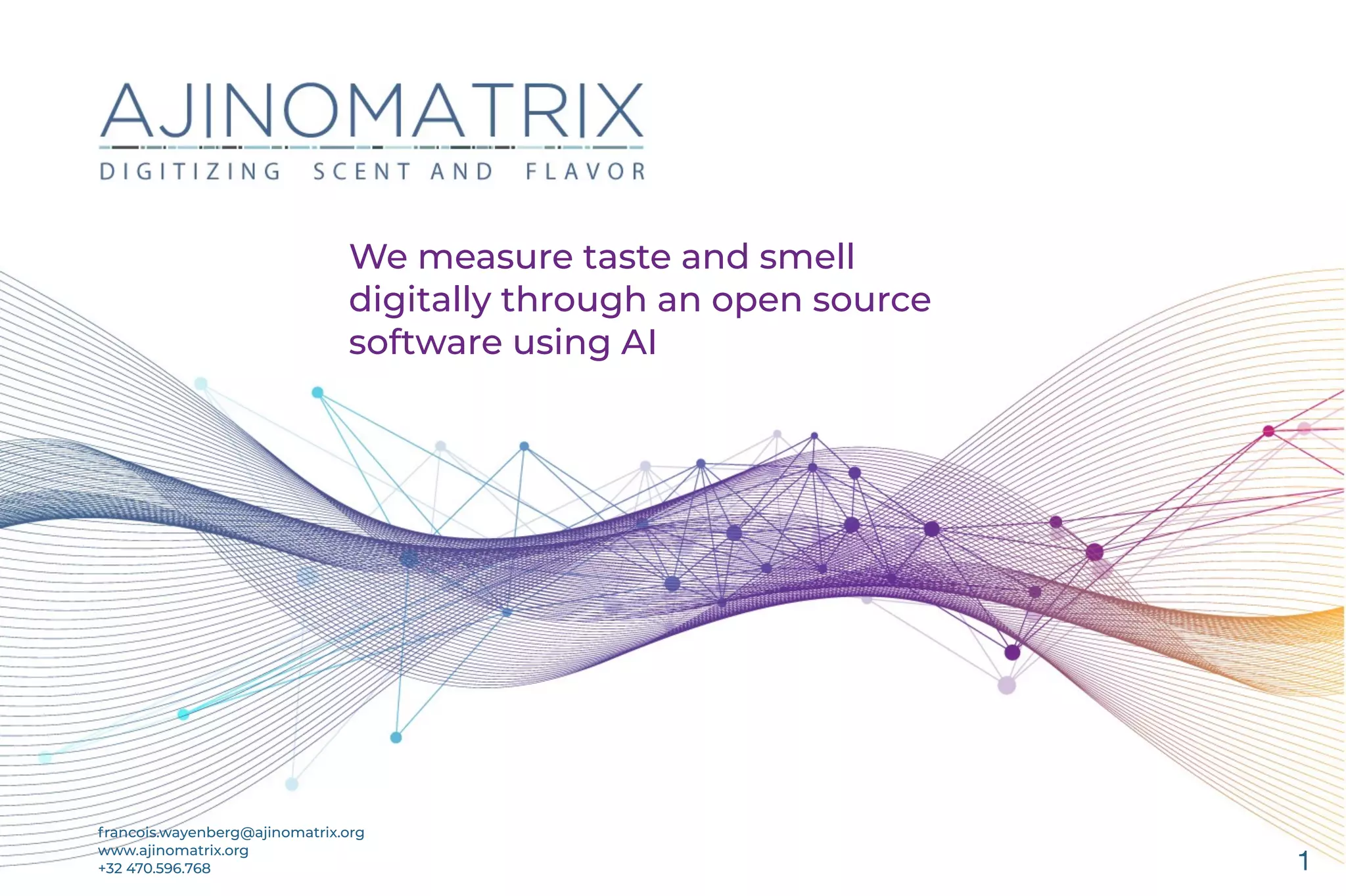 Cover slide of the Ajinomatrix pitch deck — 2020