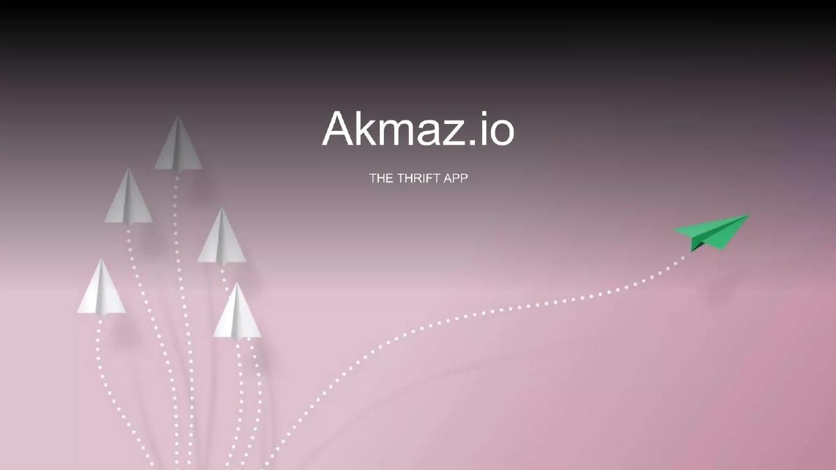 Cover slide of the Akmazio Thrift pitch deck — Pre-Seed / Concept 2021