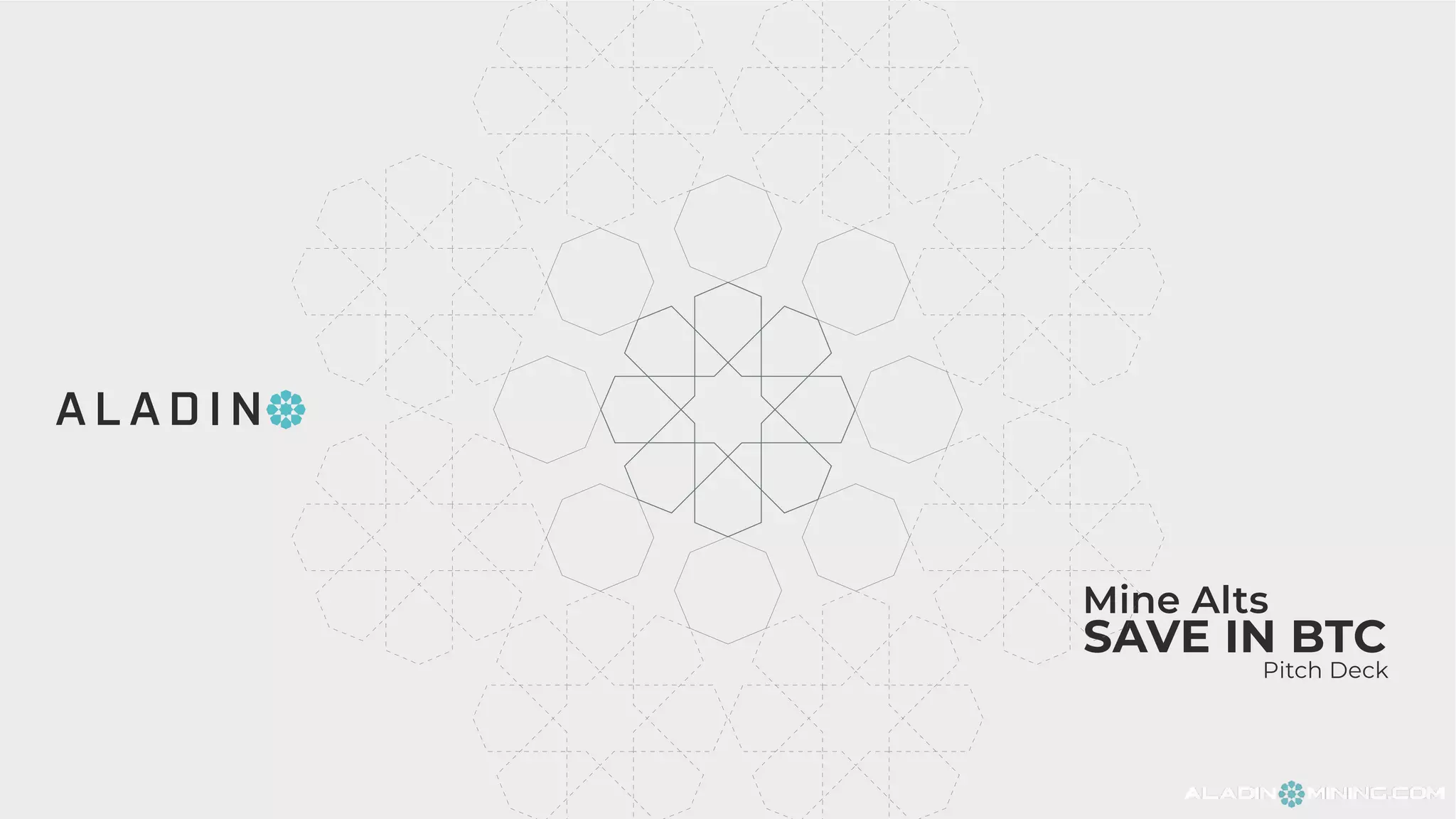 Cover slide of the Aladino pitch deck — 2023