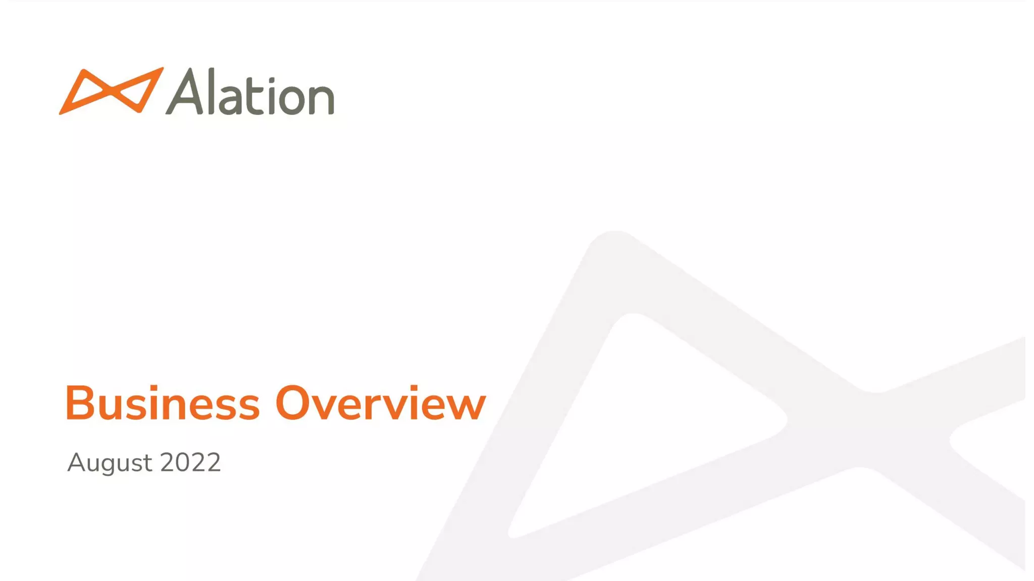 Cover slide of the Alation pitch deck — Series E 2022