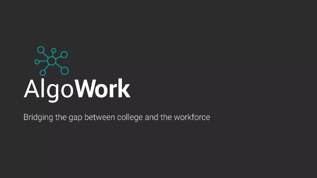 Cover slide of the Algowork pitch deck — Seed 2017