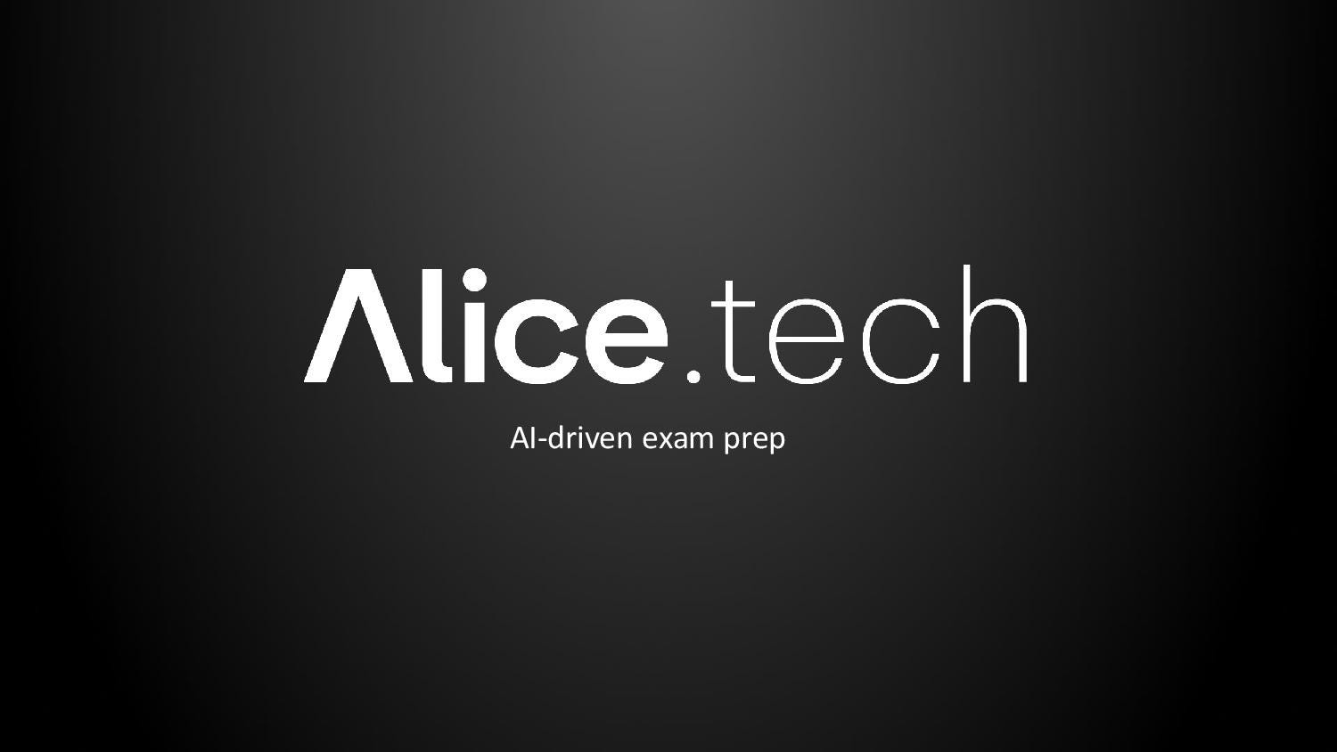 Cover slide of the Alice.Tech pitch deck — Seed 2024