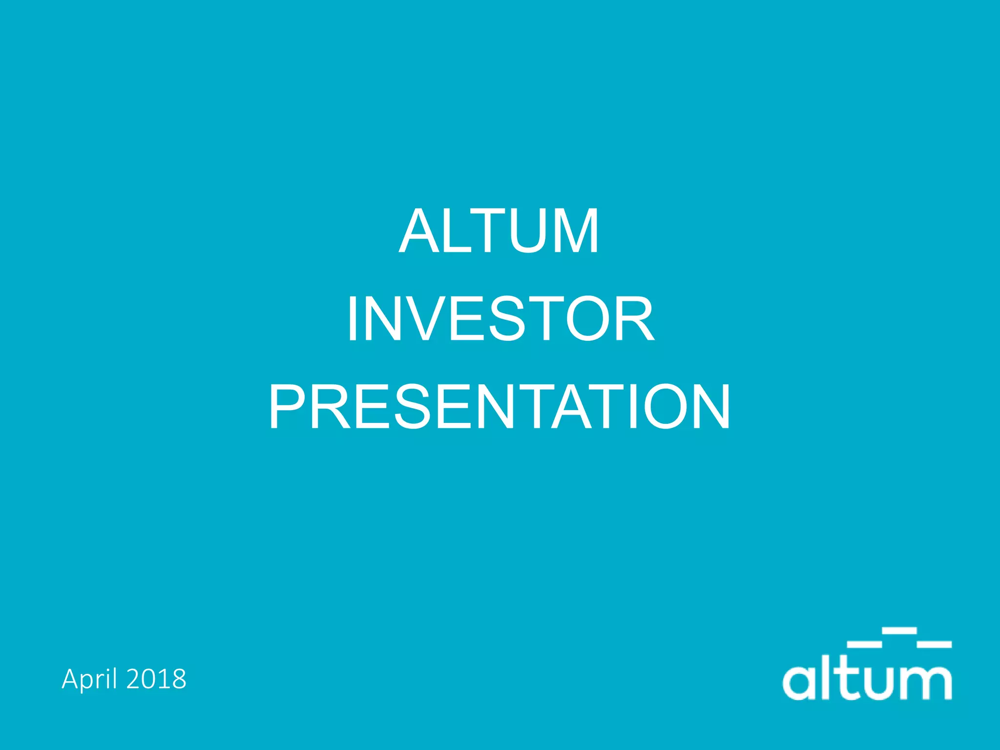 Cover slide of the ALTUM Pitch Deck Teardown pitch deck