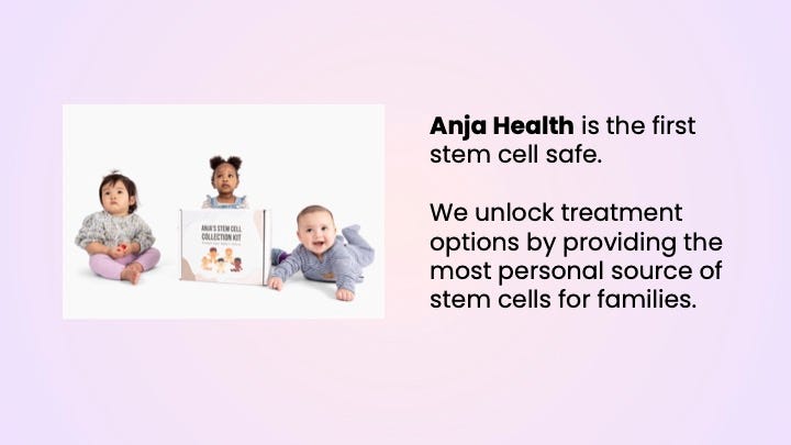 Cover slide of the Anja Health pitch deck — Seed 2021
