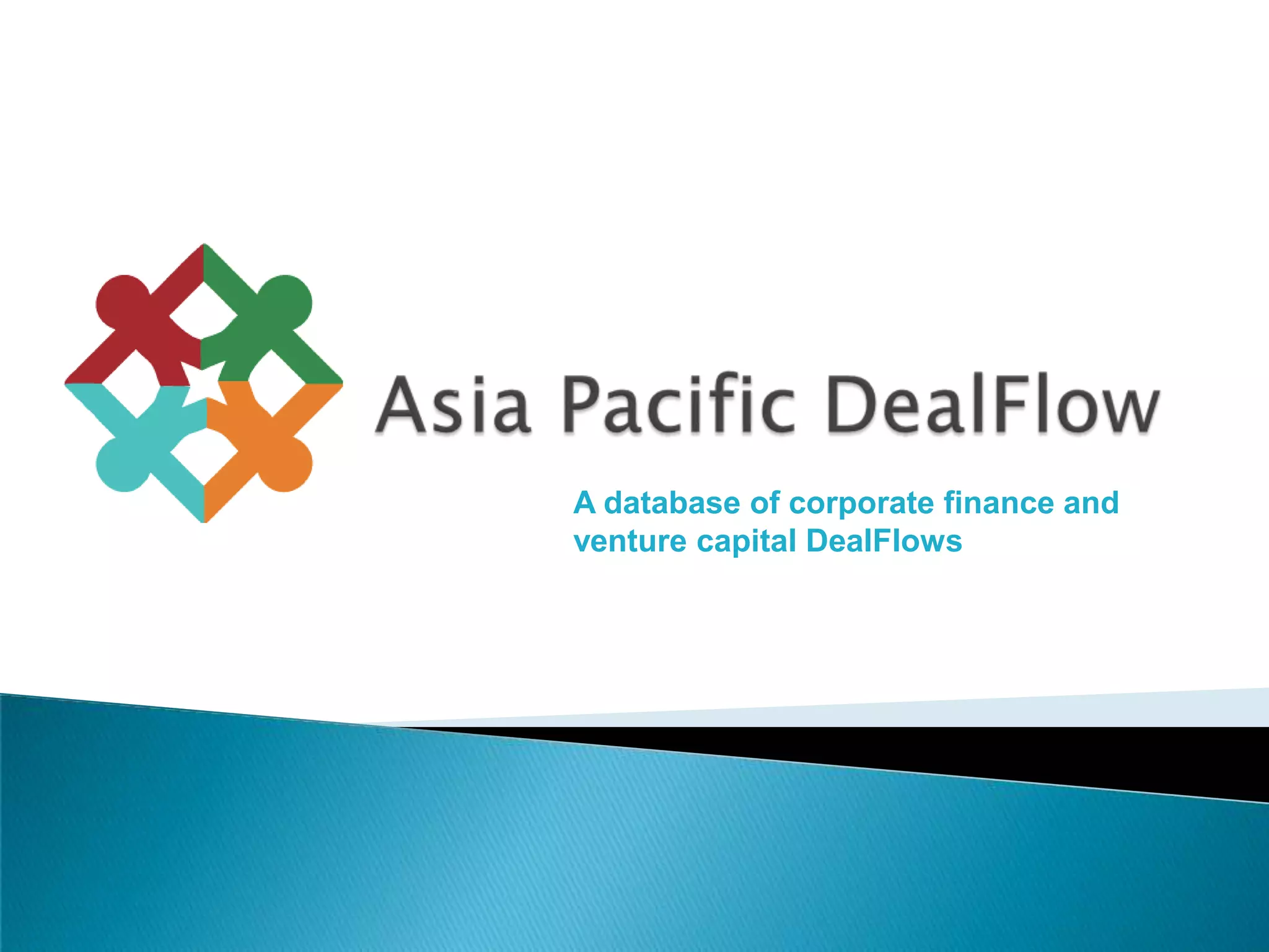 Cover slide of the APDealFlow pitch deck