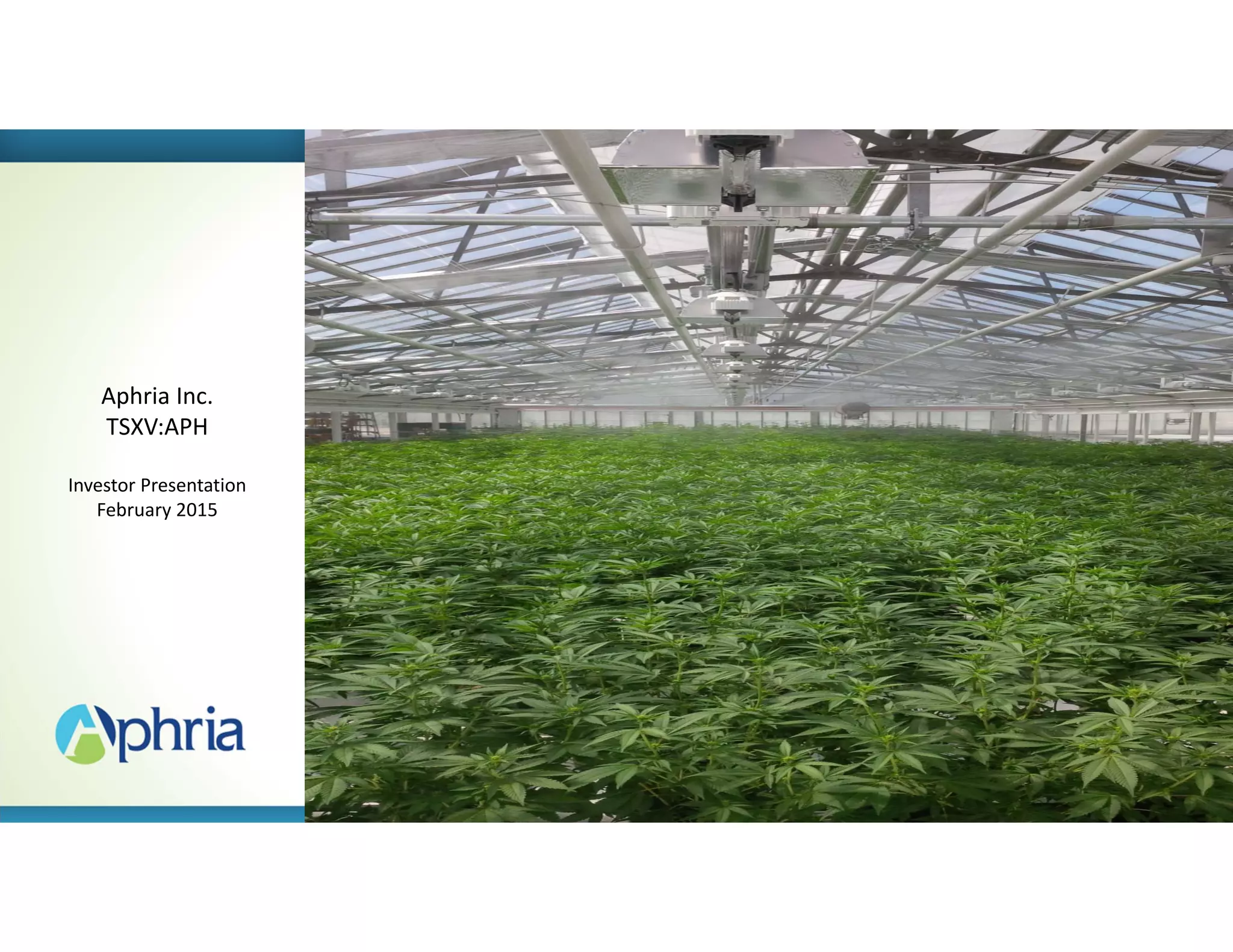 Cover slide of the Aphria Medical Marijuana Pitch Deck Teardown pitch deck
