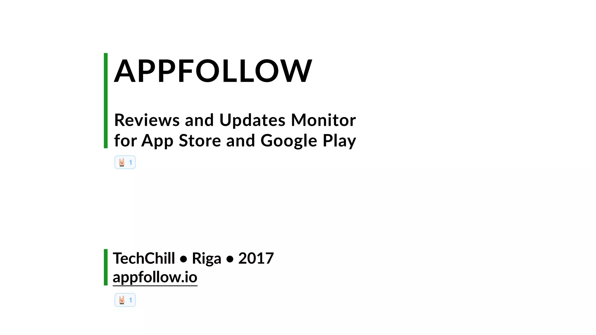 Cover slide of the AppFollow pitch deck — Seed 2017