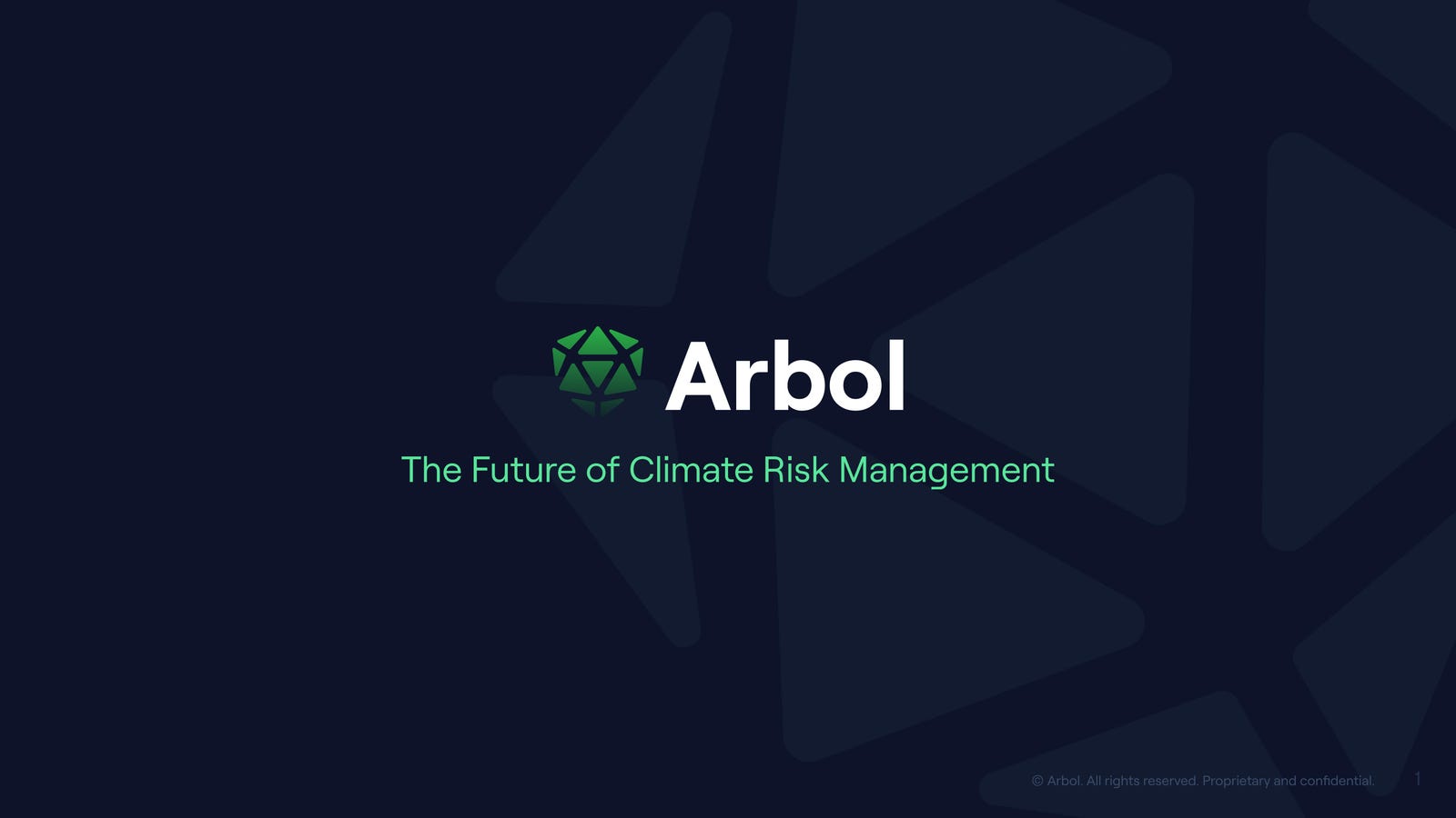 Cover slide of the Arbol pitch deck — Series B 2024