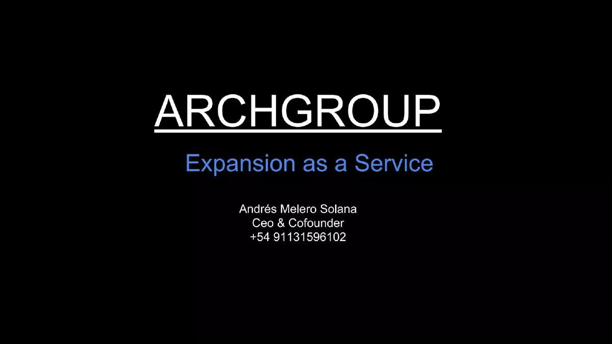 Cover slide of the Archgroup pitch deck