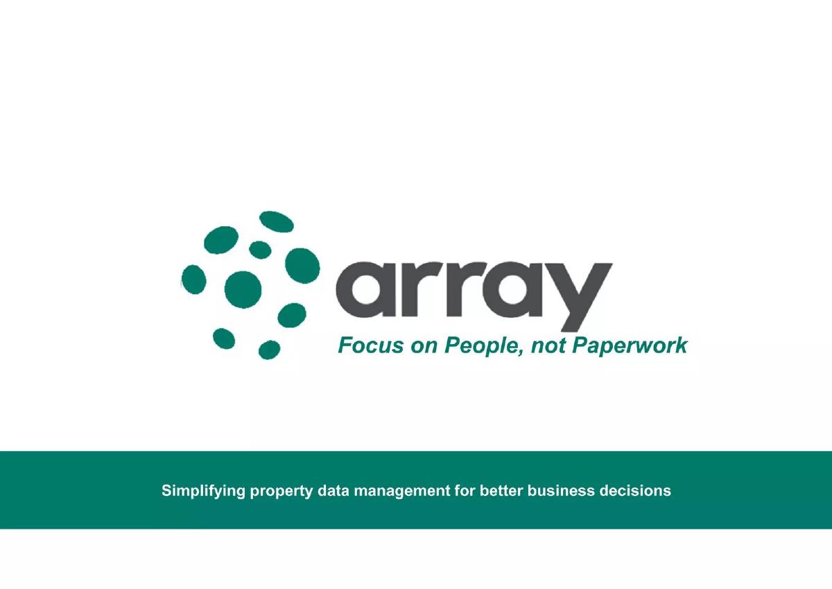Cover slide of the Array pitch deck — Seed 2019