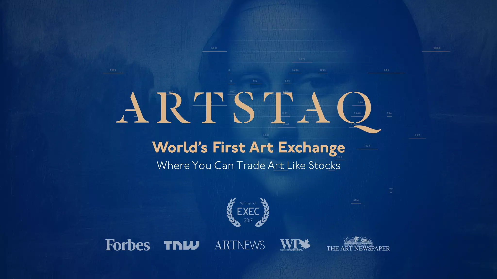 Cover slide of the ARTSTAQ pitch deck — 2017
