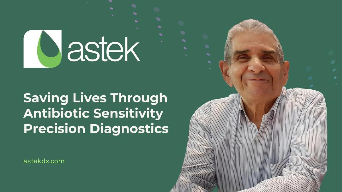 Cover slide of the Astek Diagnostics pitch deck — Seed