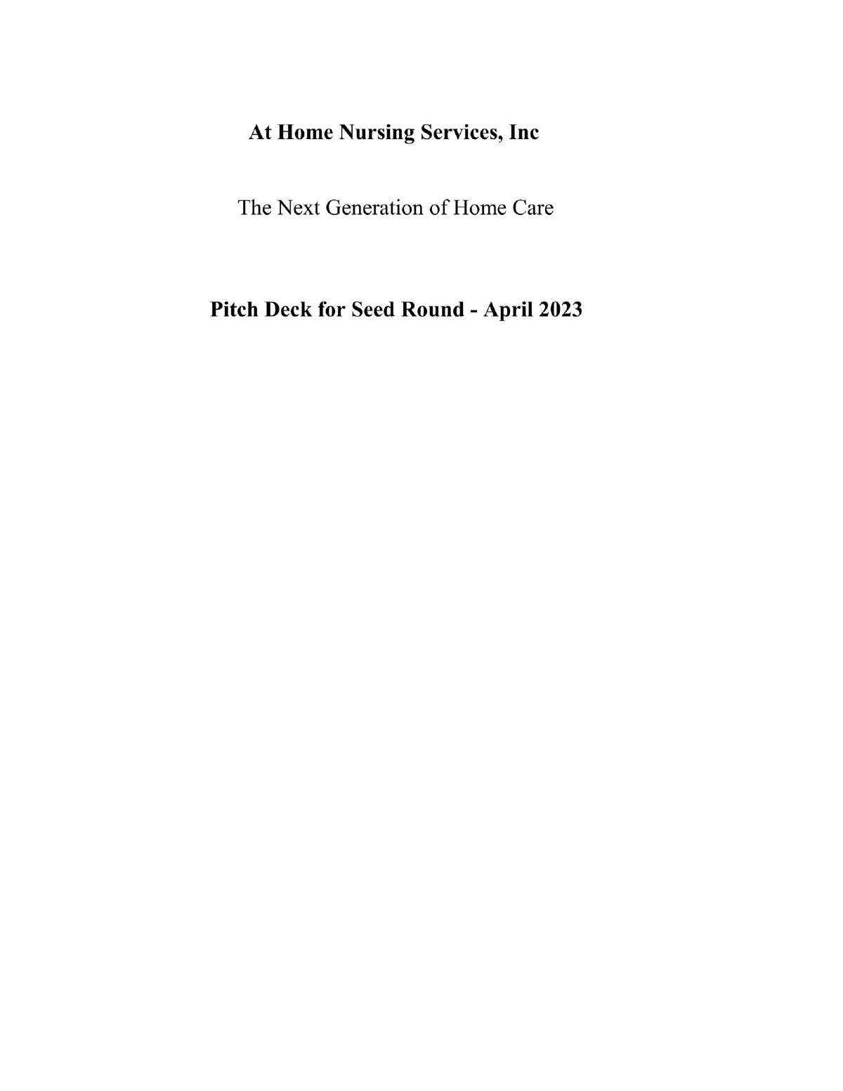 Cover slide of the At Home Nursing Services Pitch Deck Teardown pitch deck