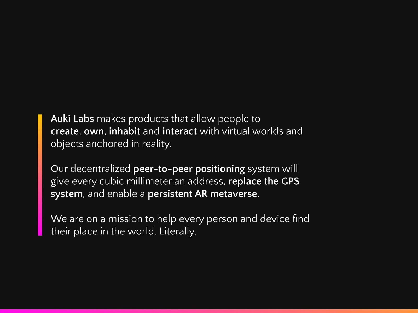 Cover slide of the Auki Labs pitch deck — Seed 2024