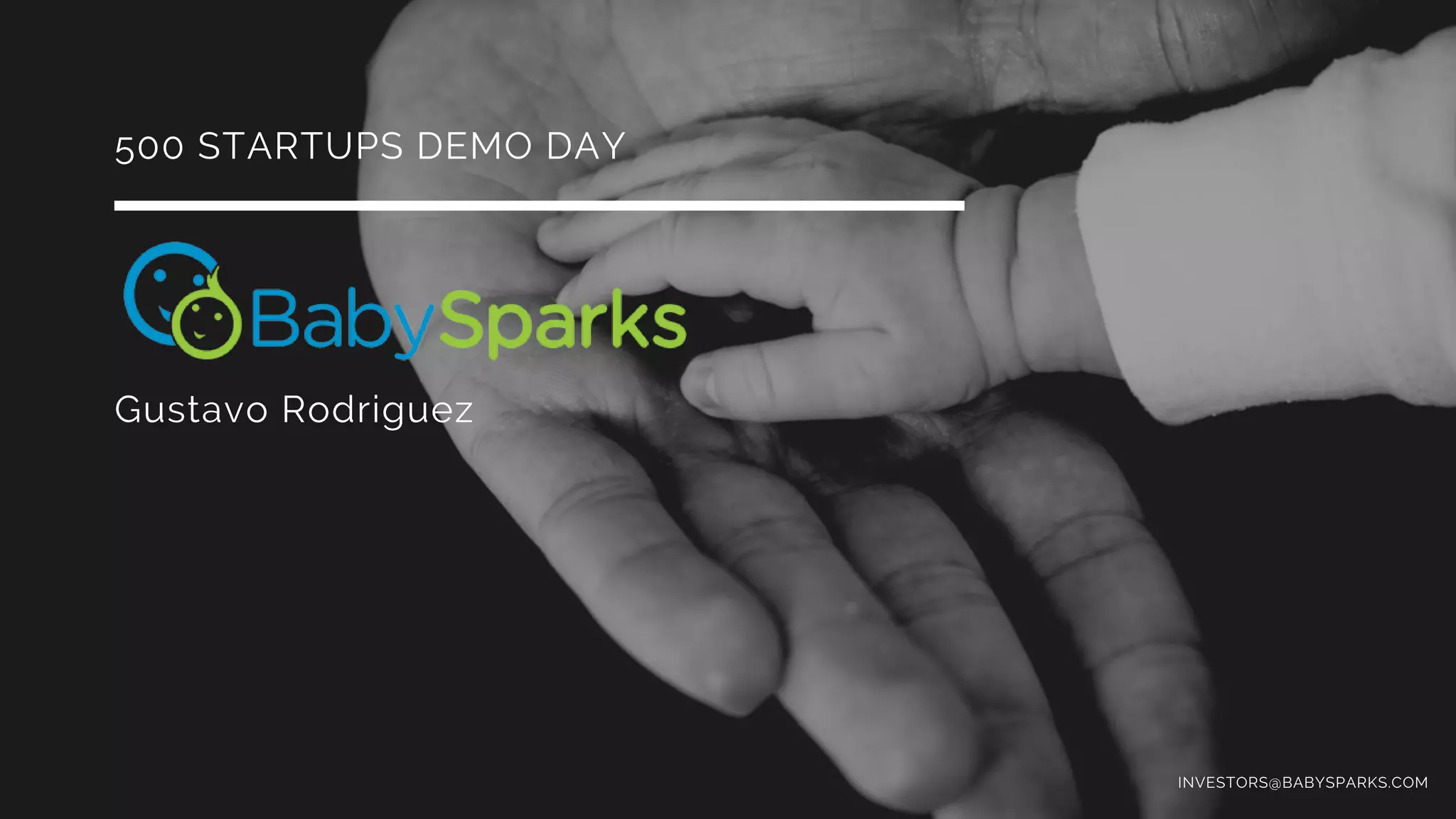 Cover slide of the BabySparks pitch deck — Seed (Accelerator)