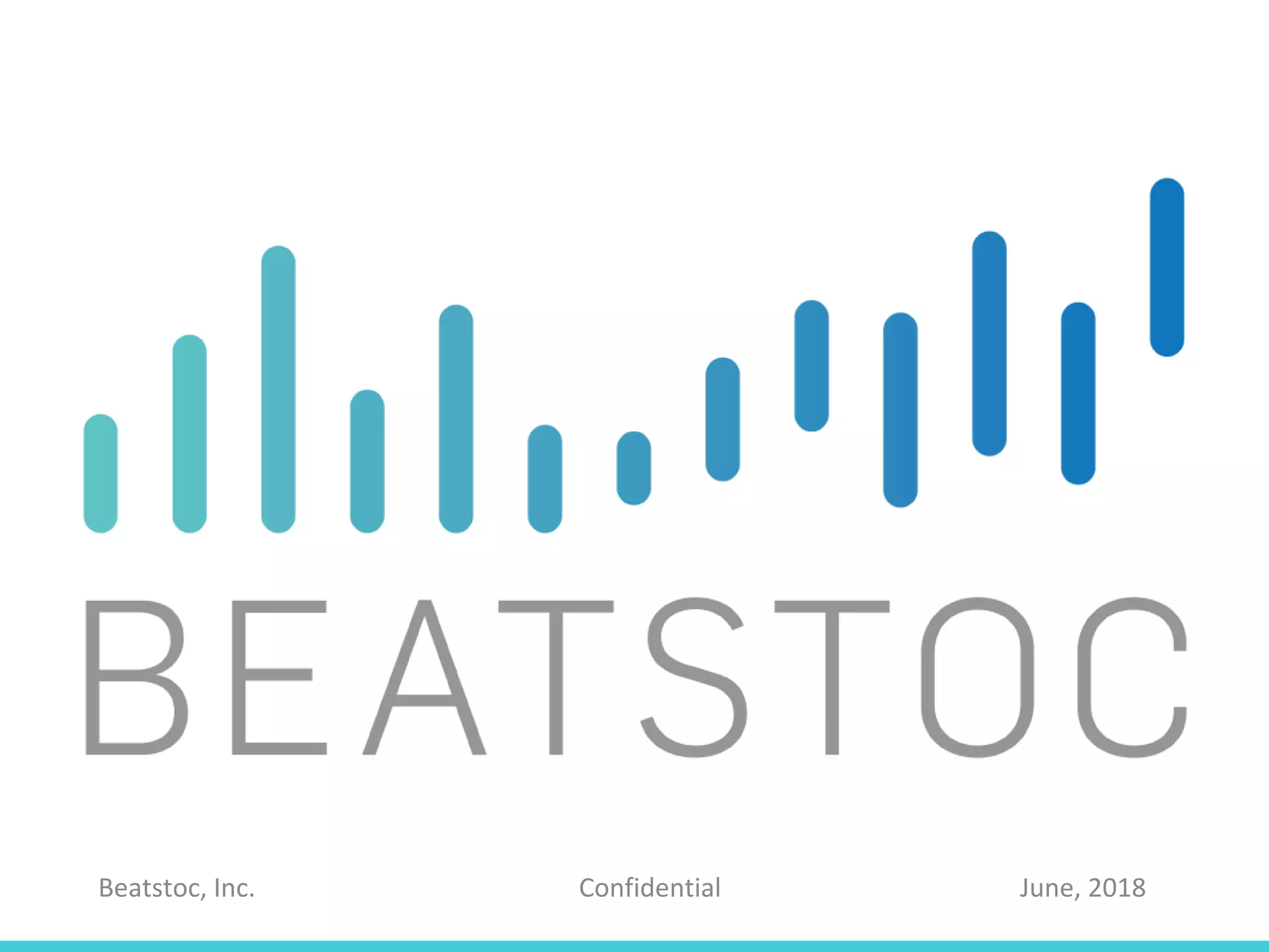 Cover slide of the Beatstoc, Inc. pitch deck — Early Stage (Beta) 2018