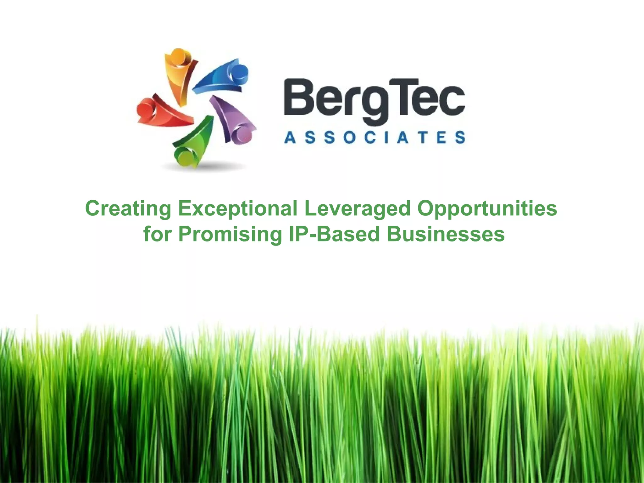 Cover slide of the BergTec Associates Corp pitch deck — N/A (Service Provider) 2015