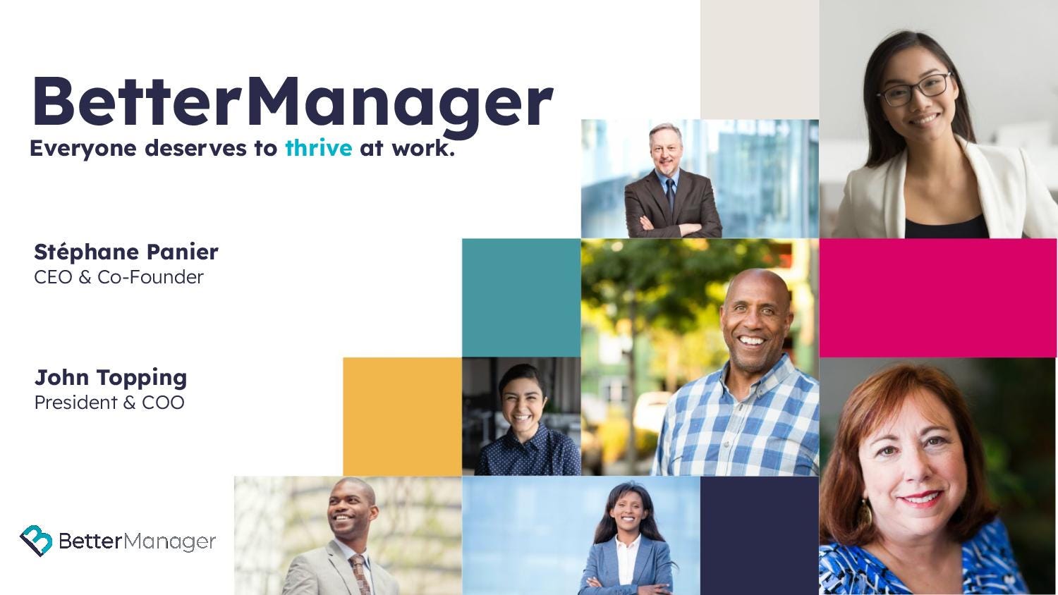 Cover slide of the BetterManager pitch deck — Series A 2024
