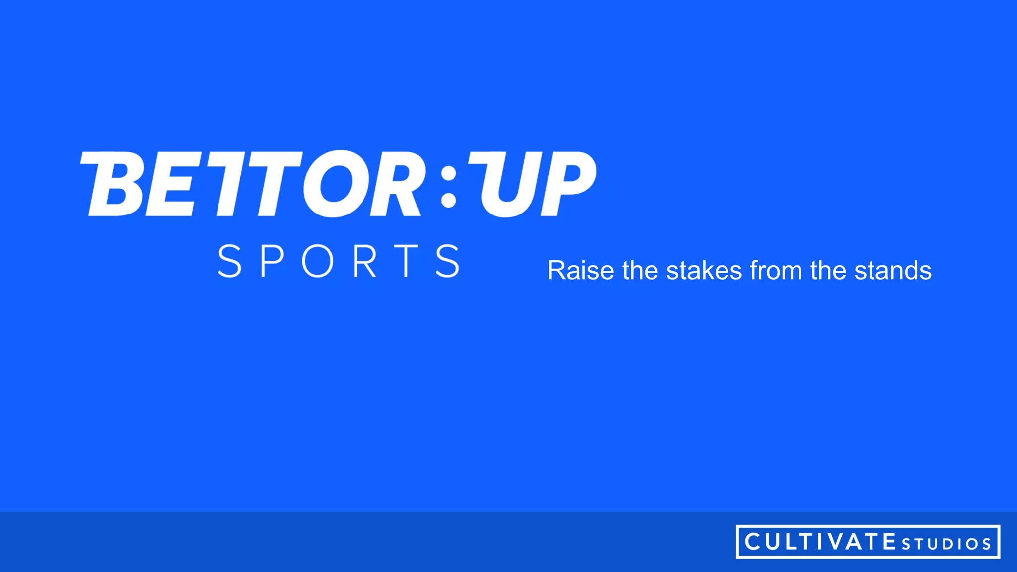 Cover slide of the BettorUP Sports pitch deck — Early Stage / Seed 2014