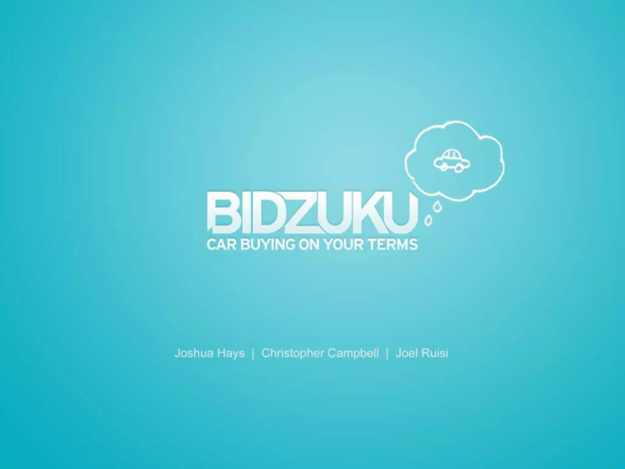 Cover slide of the Bidzuku pitch deck — 2012