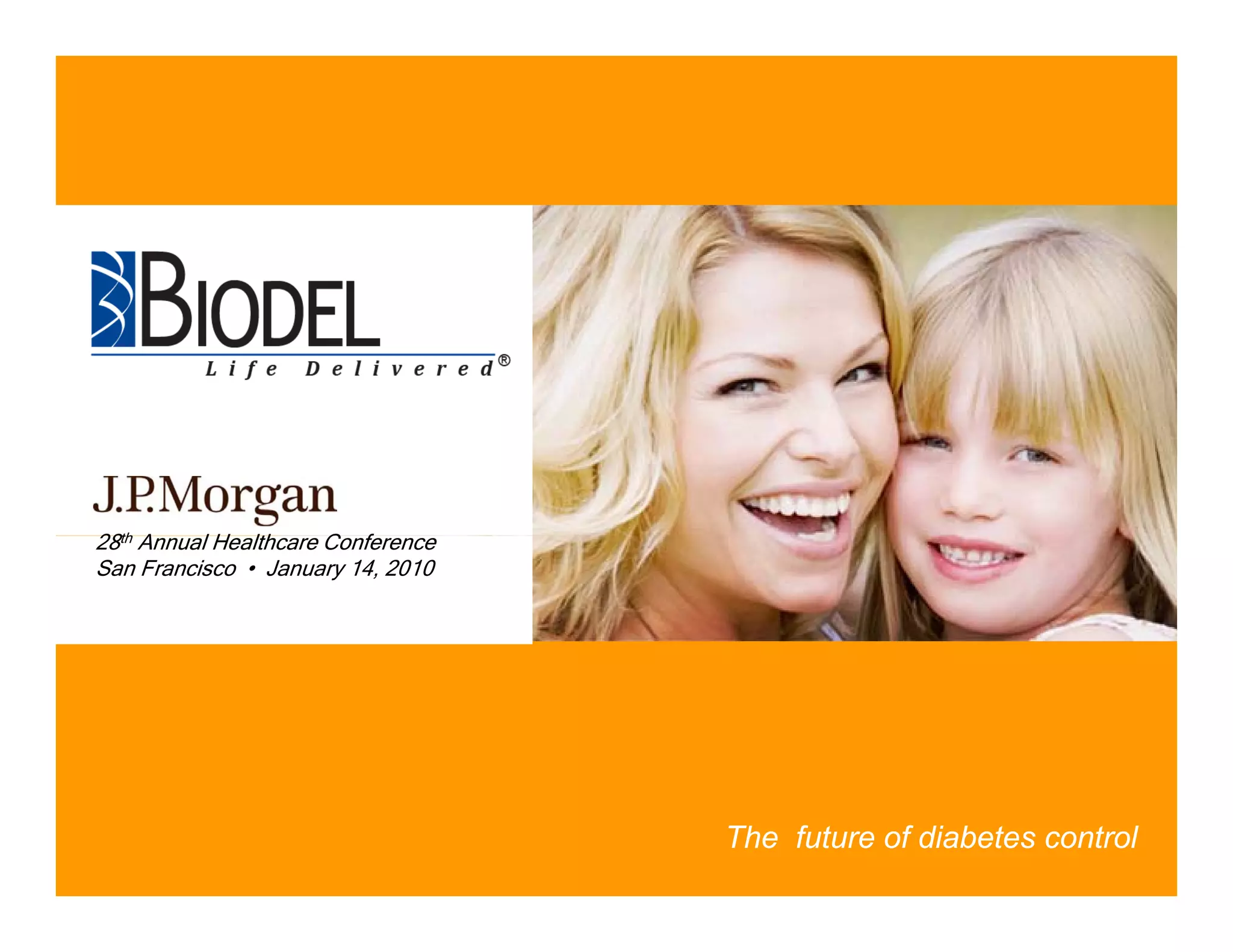 Cover slide of the Biodel Inc. Pitch Deck Teardown pitch deck