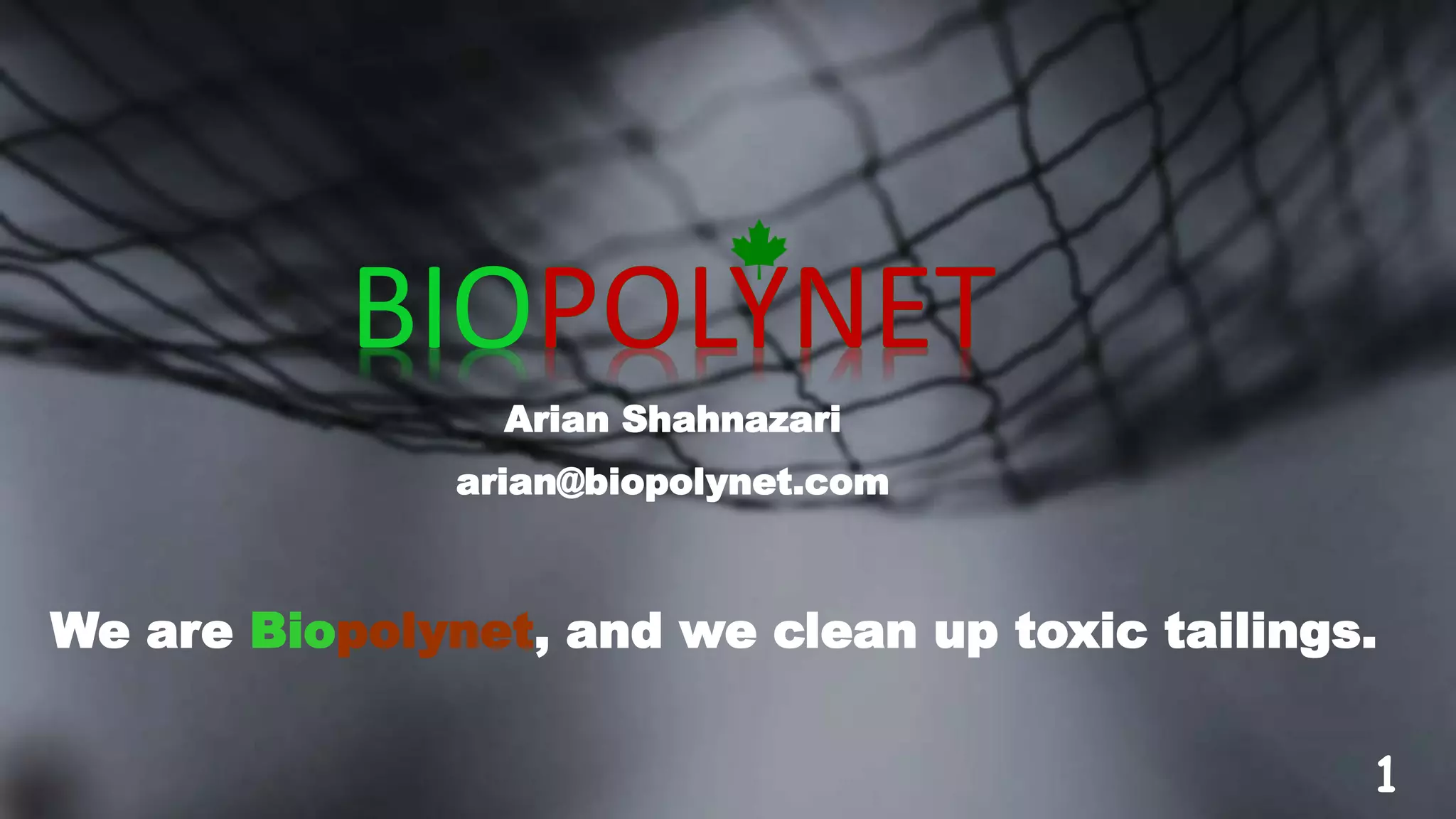 Cover slide of the BioPolynet pitch deck — Seed 2019