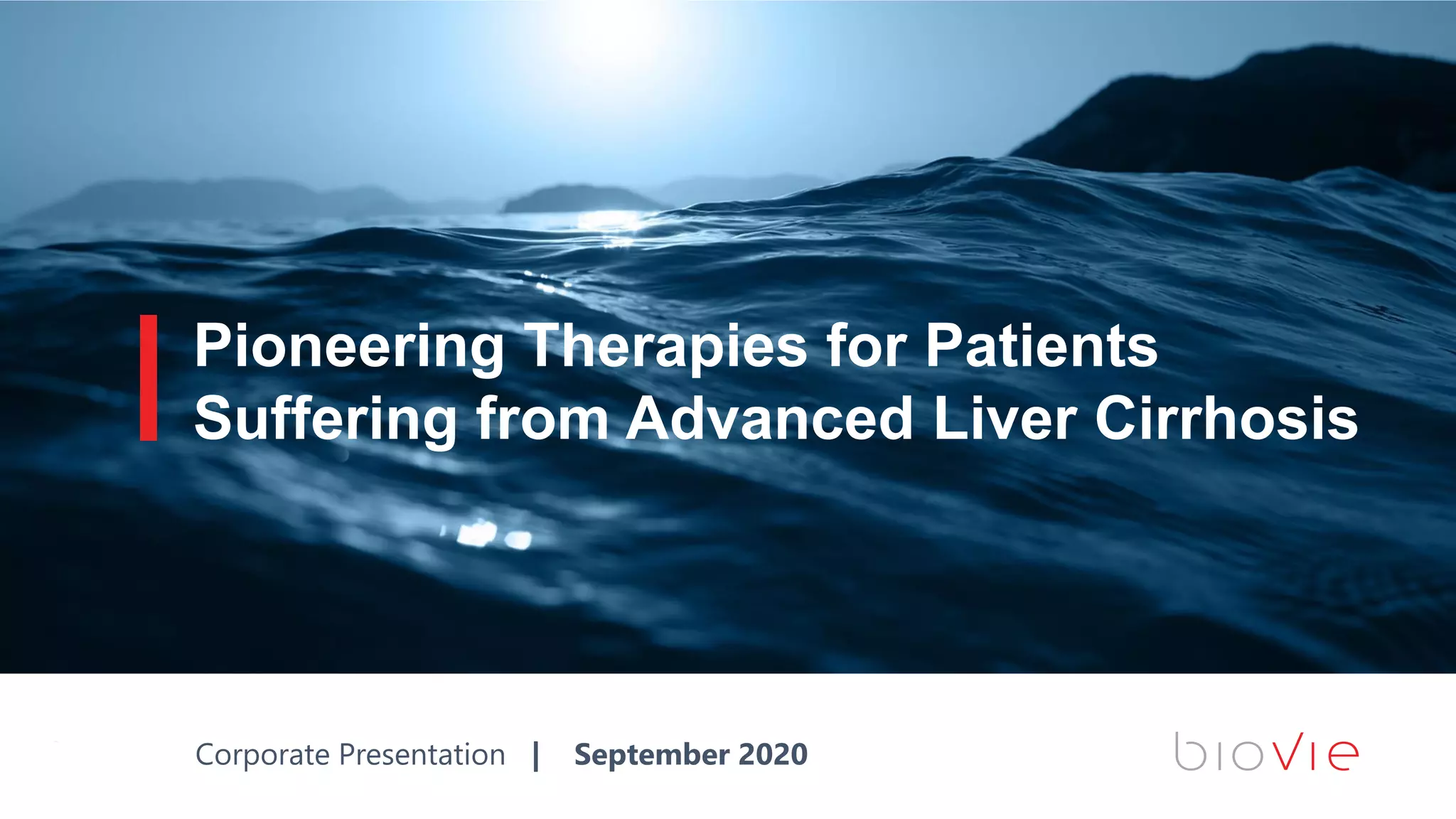 Cover slide of the BioVie pitch deck — Clinical Stage (Phase 2) 2020